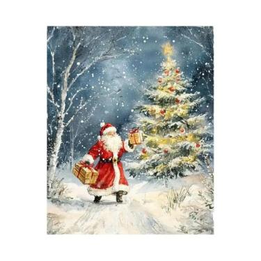 Imagem de Pôster Vintage De Natal Com Papai Noel, Impressão Em Tela, Arte De Par