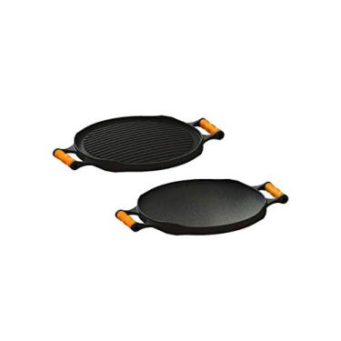 Imagem de Bifeteira Chapa Redonda Dupla Face Em Ferro Fundido 33 Cm