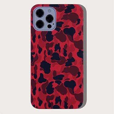 Imagem de Capa de telefone da moda de silicone camuflada para iPhone 12 Pro Max 7 8 Plus X XS XR 11 SE capa de costas macias, vermelha, para iPhone 7Plus