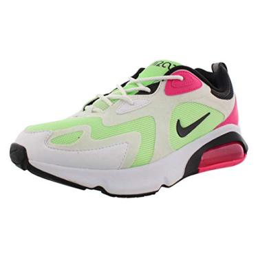 Imagem de Nike Tênis de corrida feminino casual Air Max 200 At6175-103 tamanho, Branco/Preto/Rosa Hiper/Verde, 7.5