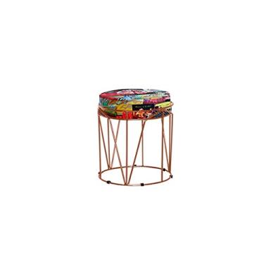 Imagem de Puff Aramado Redondo Bronze Babu Estampado Bar - V&G Decor