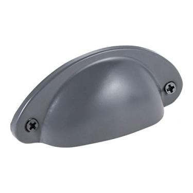 Imagem de Forma de concha puxe alças Metal Knob Antique Gaveta De Gabinete De Elegante Retro Decor Cozinha Cinza Escuro/Porcelana/Prata W/Parafuso 82 * 35mm YYDFPIIA (Color : Dark gray 1pc)