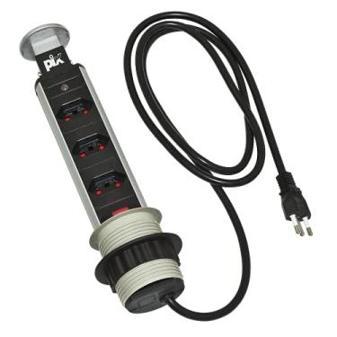 Imagem de Torre de Tomadas Multiplug com 3 Tomadas Prata Renna