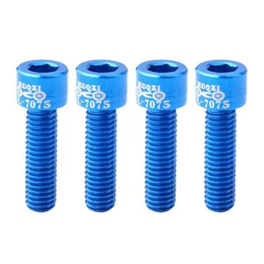 Imagem de Simhoa 4 peças M5 x 17 mm parafusos para bicicleta bicicleta ciclismo estrada liga haste parafusos preto - azul