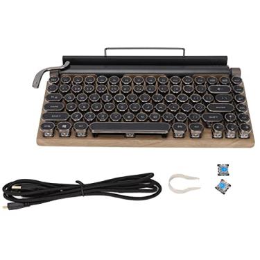 Imagem de Teclado retrô de 83 teclas, teclado mecânico sem fio 2000mA com suporte de tablet teclado para jogos brilho ajustável interface Mirco USB