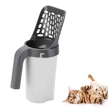Imagem de Colher de areia de gatinho, colher de areia portátil para gatos com caixa de armazenamento, lata de lixo anexada e design de porta de armadilha inteligente para facilitar a limpeza