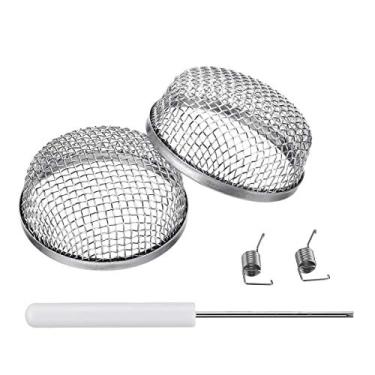 Imagem de Tela de ventilação para forno Miady RV – Pacote com 2 capas de insetos voadores para ventilação do aquecedor – Telas de malha de aço inoxidável de 2,8 polegadas – Ferramenta de instalação incluída