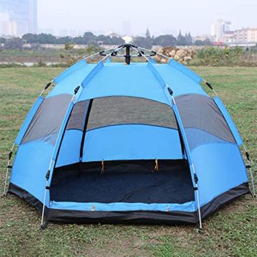 Imagem de Barraca de acampamento portátil e à prova d'água, leve grande tamanho fácil de configurar barraca para família, barraca de acampamento portátil à prova de vento ao ar livre para caminhadas viajar, azul, 2,7 x 2,7 x 1,5 m