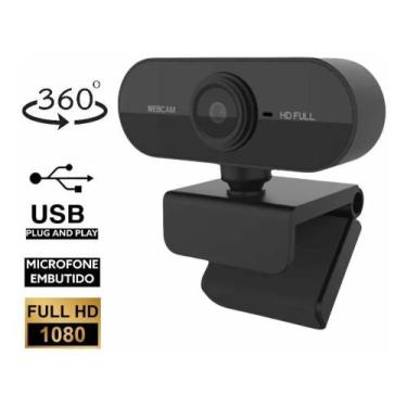 Imagem de Webcam Full Hd 1080P Usb Gira 360º Com Microfone - Web Cam 1080