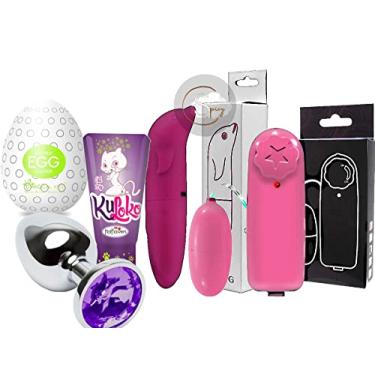 Imagem de KIT SEX SHOP VIBRADOR FEMININO GOLFINHO + BULLET + PLUG ANAL MEDIO + ANESTESICO ANAL KU LOKO + MASTURBADOR EGG