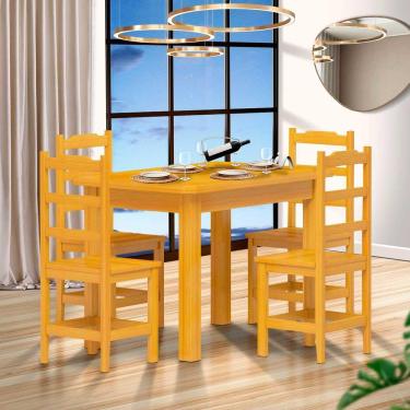 Imagem de Mesa De Jantar Com 4 Cadeiras Madeira Maciça 120cm Cerejeira Pérola Nemargi