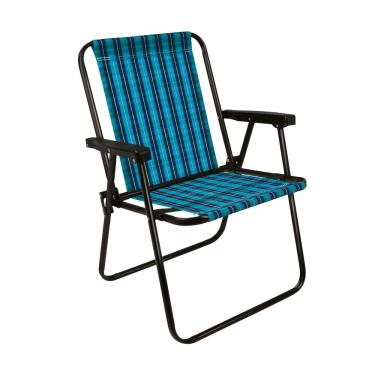 Imagem de Cadeira De Camping Dobrável Mor Xadrez Marine Azul