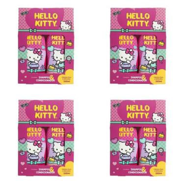 Imagem de Kit 4 Und Shampoo + Condicionador Hello Kitty Cabelos Lisos 260ml