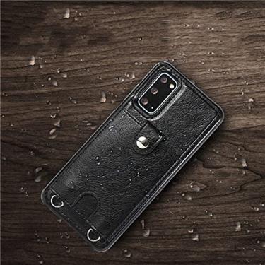 Imagem de Estojo de carteira de couro flip para Samsung Galaxy S20 S10 S8 S9 Note 8 9 10 20 Ultra Plus S7 Edge Cordão Bolsas de telefone capa, preto, para Galaxy S8 Plus