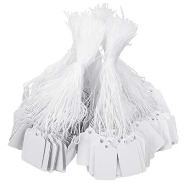 Imagem de 200 peças de etiquetas de pendurar de papel branco branco com corda preço etiquetas de tamanho de nome para joias produto de vestuário