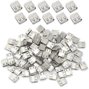 Imagem de XINGYHENG 100 peças USB porta padrão fêmea solda conector de 4 pinos conectores de solda