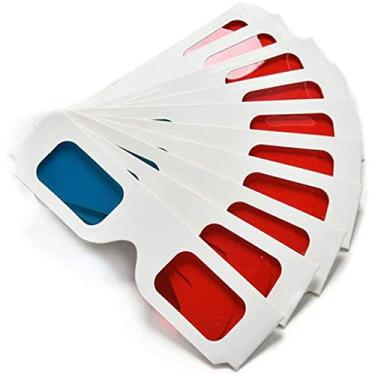 Imagem de Óculos de papel 3D, anáglifo vermelho e ciano, moldura de papelão branco, 50 pares