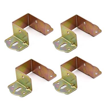 Imagem de 4 peças dobradiça de cama, suporte de metal de canto de cama, acessórios de hardware de cama fixa para móveis, suporte de cama grossa dobradiça fechada de cama de canto suspensa