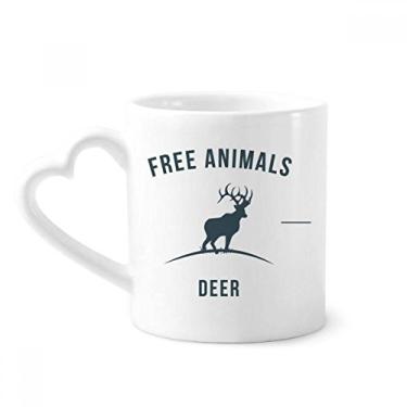 Imagem de Caneca de desenho animado cervo animal contorno azul caneca café cerâmica copo de coração de vidro