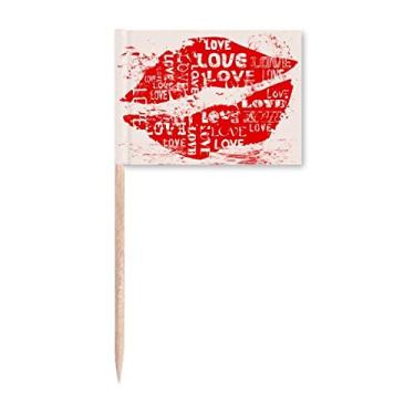 Imagem de Palavra-chave de Dia dos Namorados Love Kiss Palito de Dente Marcador Topper Decoração de Festa