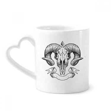 Imagem de Caneca de desenho de animais de crânio de cabra ilustração caneca café cerâmica copo de coração de vidro