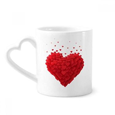 Imagem de Caneca em forma de corações vermelhos para o dia dos namorados café cerâmica copo de coração de vidro