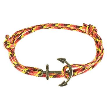 Imagem de West Coast Paracord Pulseiras masculinas ajustáveis com âncora náutica e anzol - Disponível em uma variedade de acabamentos e cores - Feito de corda de nylon, One Size, Bronze Nylon