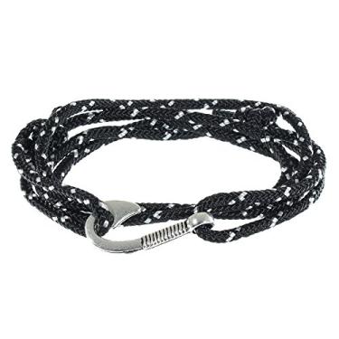 Imagem de West Coast Paracord Pulseiras masculinas ajustáveis com âncora náutica e anzol - Disponível em uma variedade de acabamentos e cores - Feito de corda de nylon, One Size, Nylon