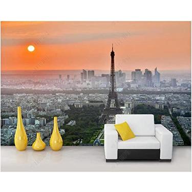 Imagem de SHINERING Murais de parede 3D papel de parede para paredes em rolos Paris Torre Eiffel arquitetura vista da cidade papel de parede decoração de casa sala de estar 3D 300 cm (C) × 210 cm (A)