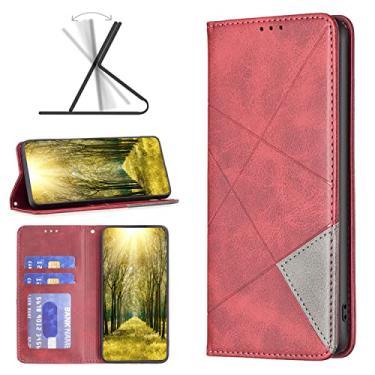 Imagem de Capas de telefone com slots de cartão de luxo Samsung Galaxy A54 A 54 5G capa de couro magnética para negócios carteira à prova de choque para telefone Samsung A54 5G capas (vermelho, Samsung A54 5G)