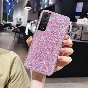 Imagem de FIRSTPELLA Capa compatível com Samsung S22 Ultra, capa de silicone fina e macia com glitter para meninas e mulheres, capa de areia movediça brilhante - rosa