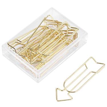 Imagem de Grampos de papel dourado GOTOTOP, 12 peças de marcadores de página em formato de flecha de metal com marcadores de livro engraçados evitam arranhões, rasgando as páginas, resistentes para organizar documentos pessoais escolares e profissionais