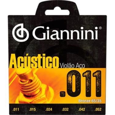 Imagem de Encordoamento Para Violão Gespw Serie Acústico Aço 0.11 Giannini