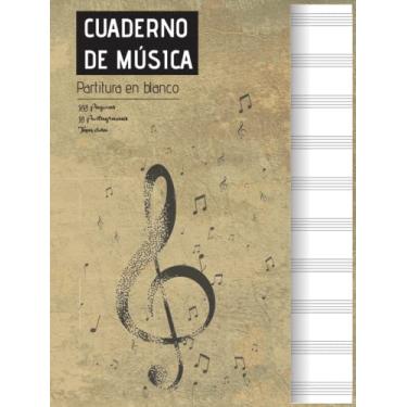 Imagem de Cuaderno de Música | Partitura en blanco | Cuaderno para músicos | 100 Páginas | 10 Pentagramas | Tamaño A4