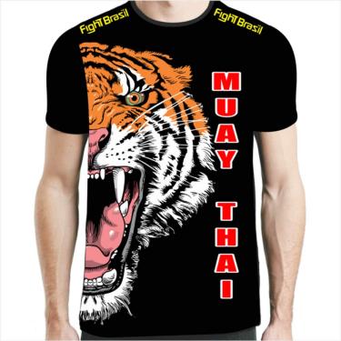 Imagem de Fight Brasil Camisa Camiseta Muay Thai Tiger Elite One - Fb-2031 - Preta - P