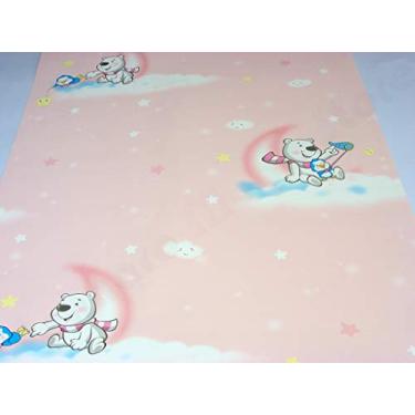 Imagem de Papel de Parede - Rosa com Desenhos Infantis Bege - Rolo com 10m x 53cm - LMS-PPY-YWC12-3