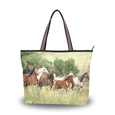 Imagem de Bolsa de ombro My Daily feminina com cavalos de corrida, Multi, Large