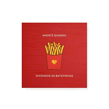 Imagem de Arte Maníacos Quadro decorativo com moldura caixa branca em Madeira - Batatinha Amor - 30x30cm
