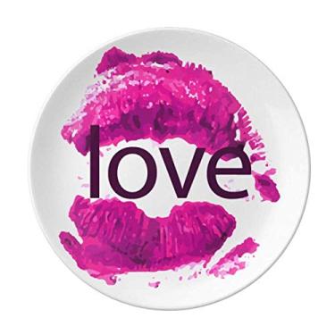 Imagem de Prato decorativo de porcelana Salver para o Dia dos Namorados com lábios rosa