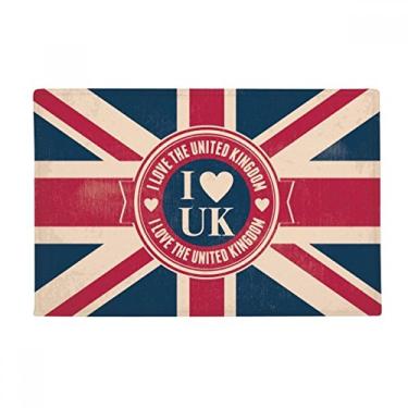 Imagem de DIYthinker Tapete para porta de banheiro com bandeira do Reino Unido I Love The United Kingdom Union Jack Tapete antiderrapante