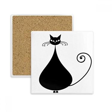 Imagem de Porta-copos quadrado com desenho de animal de Halloween para amantes de gatos pretos