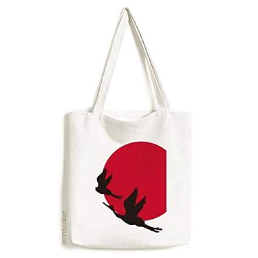 Imagem de Bolsa de lona tipo gansos voadores vermelho japonês, bolsa de compras casual