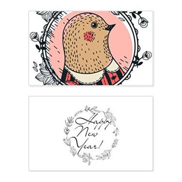 Imagem de Pigeon Flower Leaf Cartoon Illustration Pattern New Year Festival Greeting Card Bless Message Gift