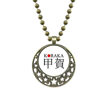 Imagem de DIYthinker Koraka Colar com pingente de bandeira do sol vermelha com nome da cidade japonesa joia de corrente de lua