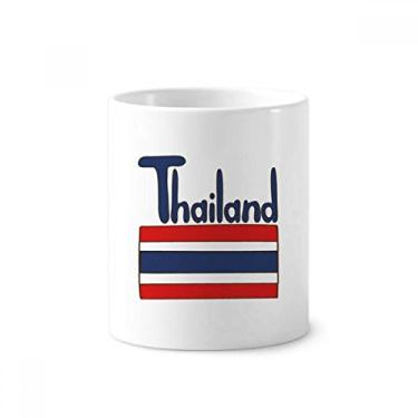 Imagem de Suporte para caneta de escova de dentes com bandeira nacional da Tailândia com estampa vermelha e azul