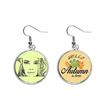 Imagem de Lindo brinco feminino elegante glamouroso Comely Ear Pendente Folha Outono Joia
