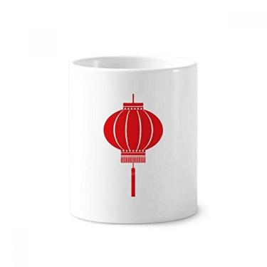 Imagem de Suporte de caneta de escova de dentes com padrão de lanterna chinesa tradicional vermelha com suporte de cerâmica