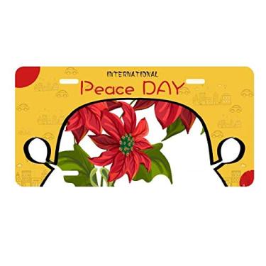 Imagem de DIYthinker Buquê de Poinsétia de flores de Natal vermelho placa de carro decoração Dia da Paz