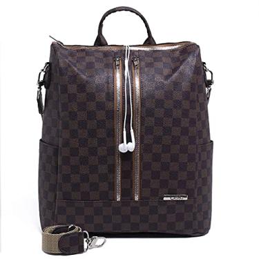 Imagem de Mochila Feminina Casual Furo Fone De Ouvido + Alça Transversal Cor:Marrom