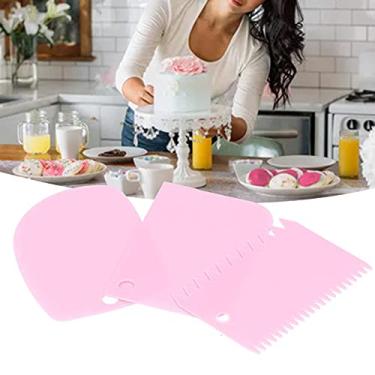 Imagem de Espátula para bolo, creme portátil e seguro de plástico pequeno 3 peças/conjunto conveniente para fazer você mesmo utensílios de assar para restaurante de bolos, utensílios de cozinha para cozinha doméstica (rosa)